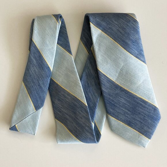 J. Crew silk-linen tie in blue variegated stripe - Picture 1 of 3